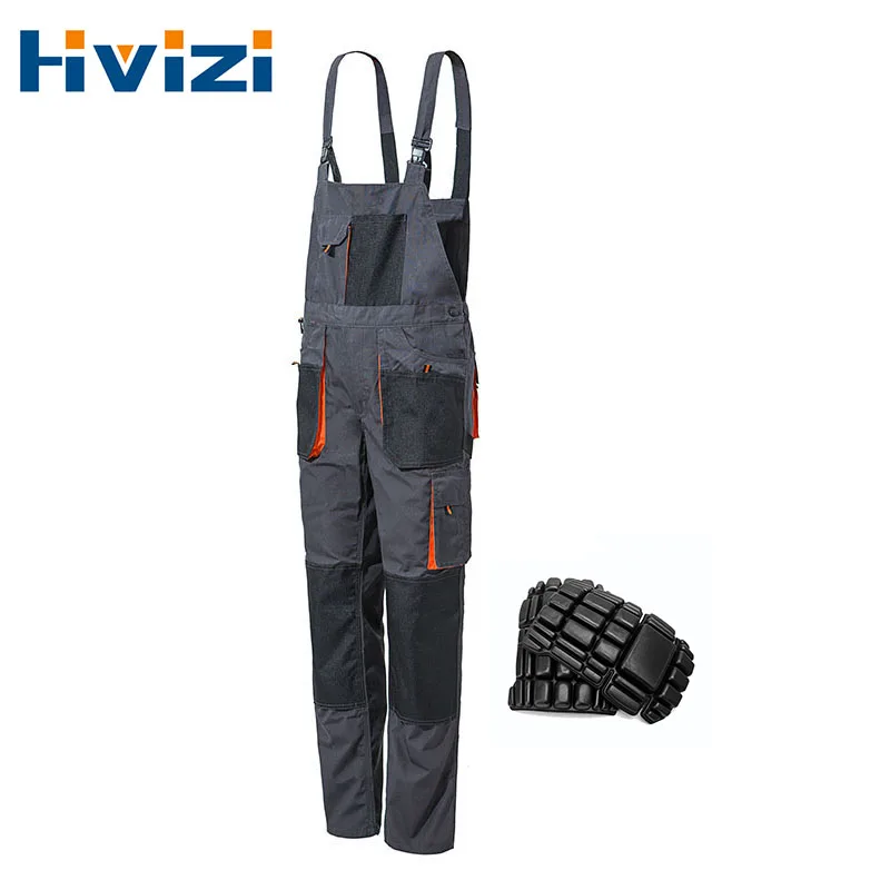 

Work Overalls Uniform with Knee Pads Multi Pockets Overalls Jumpsuit Men for Welder Electrician Carpenter