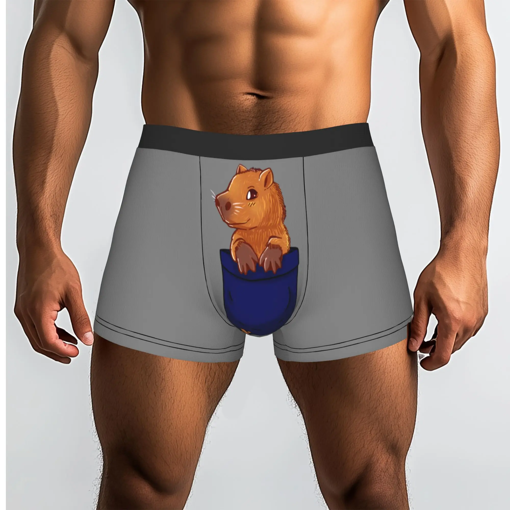 Custom Male Novelty Pocket Cute Capybara Underwear  Boxer Briefs Stretch Shorts Panties Underpants