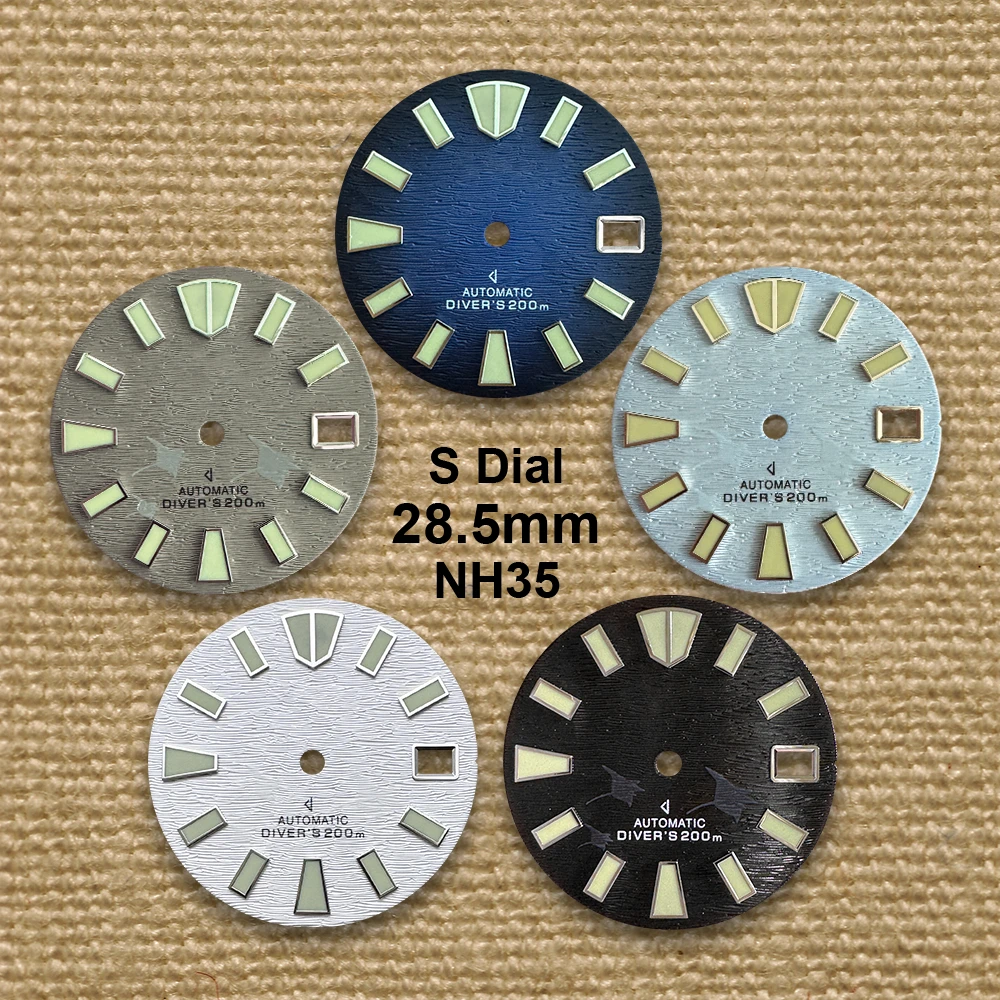 28.5mm Bat S Dial Fit NH35/NH36/4R/7S Automatic Movement C3 Green Luminous High-Quality Watch Modification Accessories
