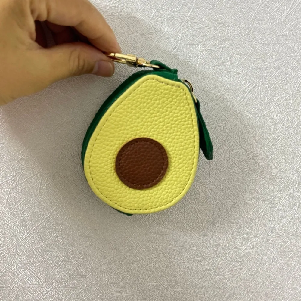 키 체인 귀여운 과일 모양 동전 지갑 한국 스타일 아보카도 PU 가죽 펜던트 귤 열쇠 고리 미니 보관 주머니 야외
