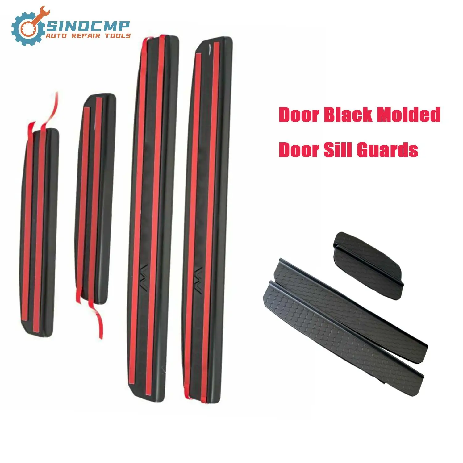 

4Pcs New Door Black Molded Door Sill Guards For 2018-2023 Jeep Wrangler JL/JT Auto Parts