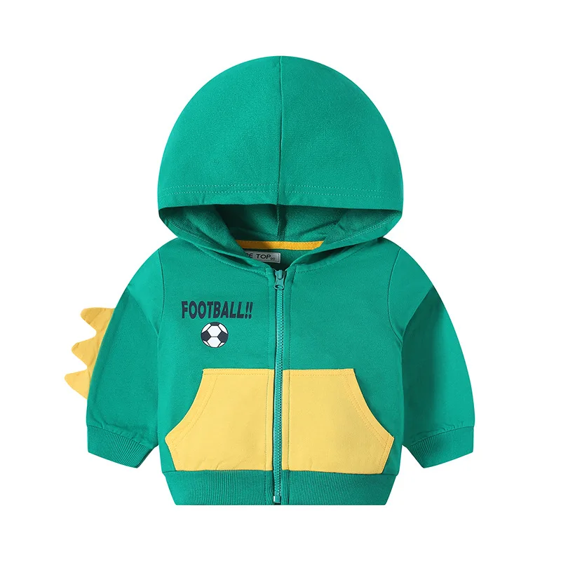 New children's clothing, autumn cartoon three-dimensional hooded sweatshirt, boys' knitted sweater, front and back printed top,