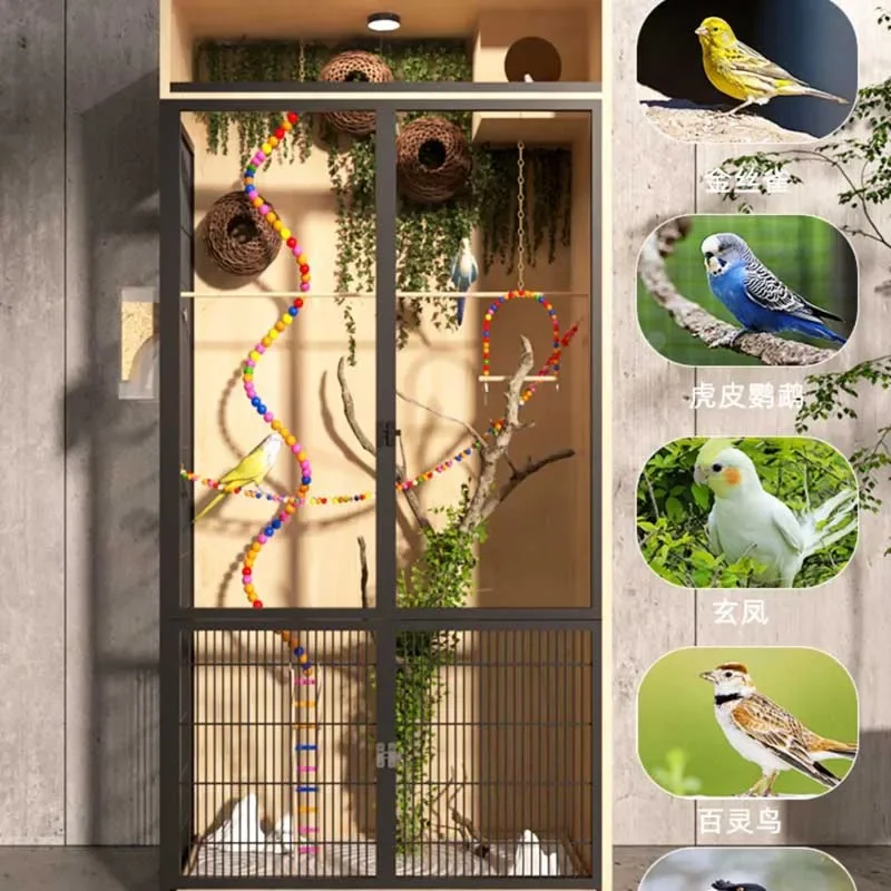 Wooden Large Bird Cages Cockatiel Perch Stand Budgie Bird Cages House Canary Decoration Playground Pour Oiseaux Home Products