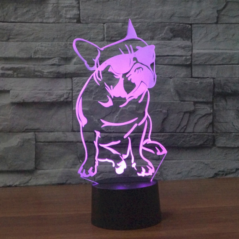 Nighdn 3D French Bulldog Dog Night Light LED USB Charge Bedside Lamp Birthday Christmas Gifts for Boys Girls Kids Room Decor