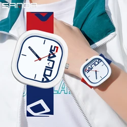 SANDA-Reloj deportivo de cuarzo para Hombre, cronógrafo de lujo, resistente al agua, diseño Simple, correa de silicona