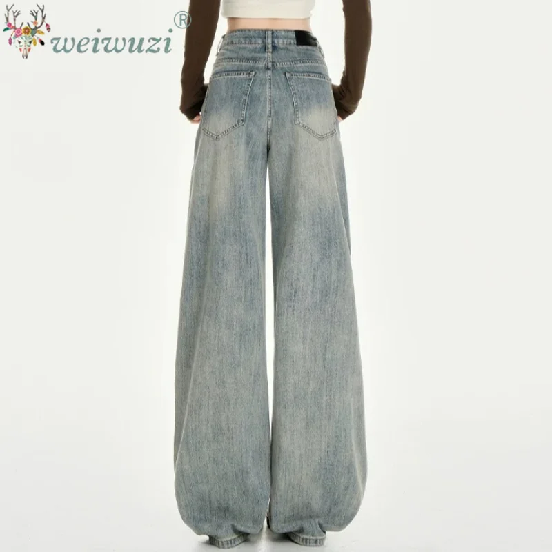 Y2K Loose Straight Leg Jeans Women Trousers Baggy Wide Fit Casual High Waist Retro Vintage Style Women's Fleece Lined Jeans