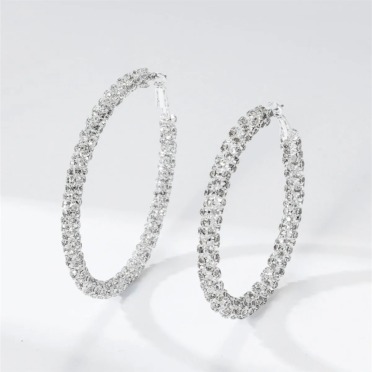 BLIJERY Sparkling Rhinestones Big Hoop Earrings For Women Luxury Full Crystal Circle Earrings Trend Wedding Paty Jewelry