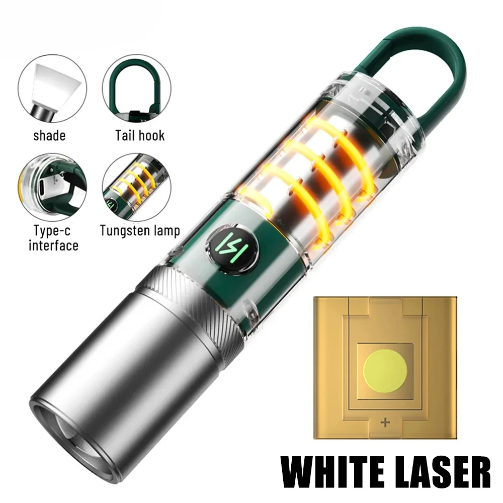 Powerful LED Flashlight USB Rechargeable Portable Super Light Torch Multi-functional Outdoor Emergency Camping Fishing Lantern