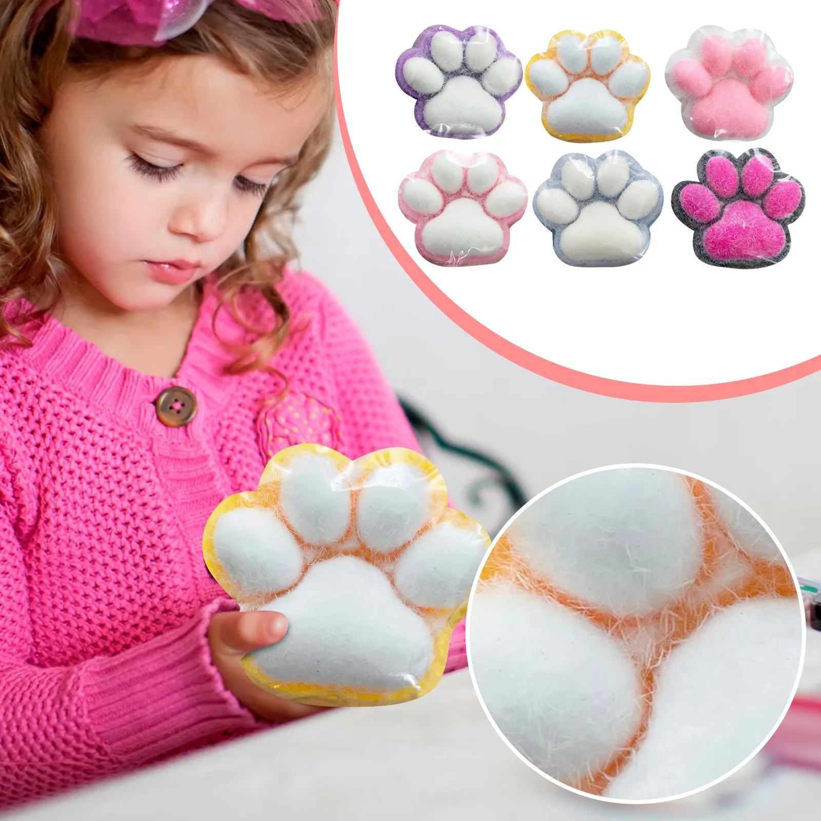 Soft Cat Claw Pinching Toy Cute Sticky Texture Silicone Cat Paws Toys Slow Rebound Decompression Toy Happy Kids Toys Gifts