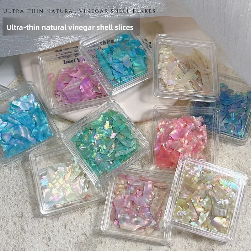LYLE Shiny Mica Shell Fragments Nail Art Decorations Aurora Shell Slices Acrylic Nail Charms Nail Supplies for Manicure Design