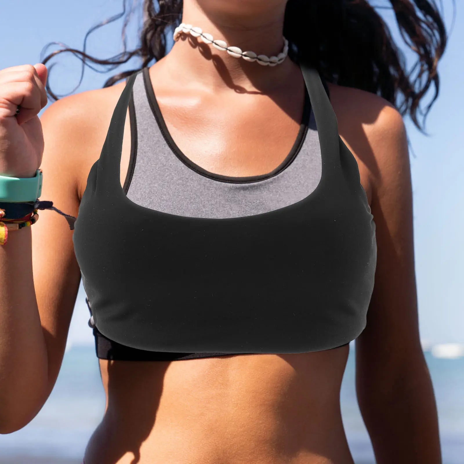 Sports Bra Square Neck Wirefree Yoga Crop Top for Women Workout Bra Breathable Support Fitness Gym Running Activewear
