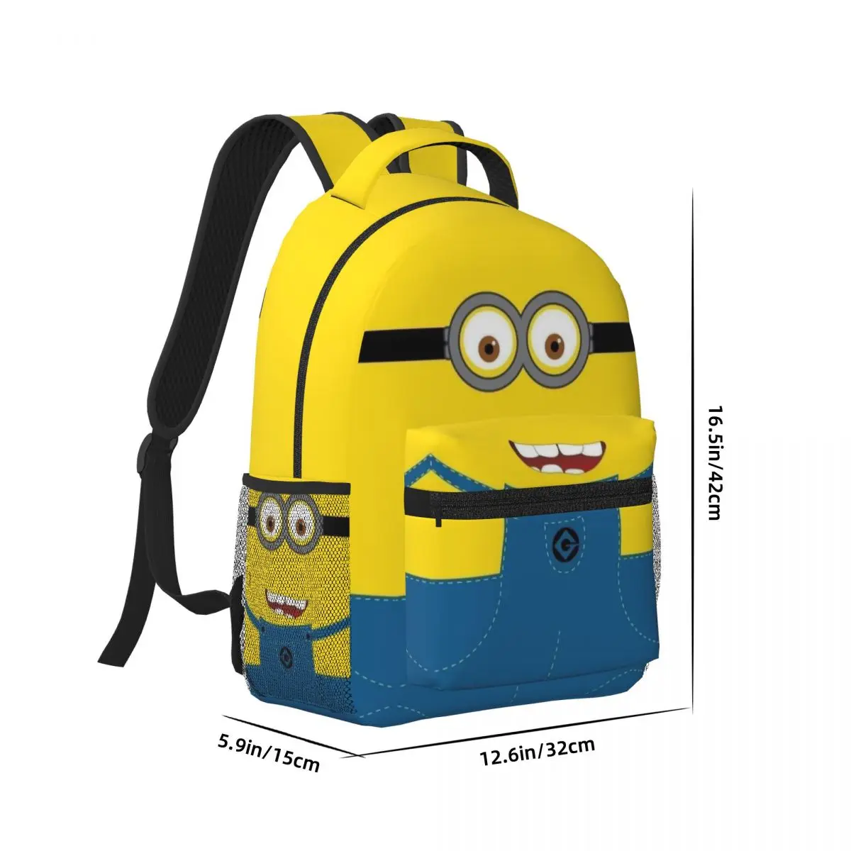 M-minions-ファッショナブルなパターンのランドセル、プリントされた軽量バックパック、新品、16.5インチ