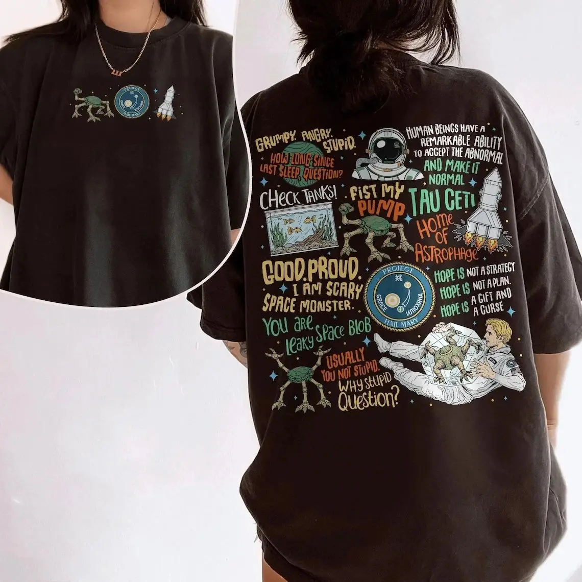 2026 Summer New Fashion Y2k T Shirts Project Hail Mary Ryland Grace & Rocky Graphic Print T Shirt Tops Fan Gift Unisex