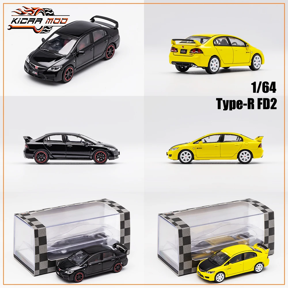 DCT 1:64 Civic Type R Miniature Model Car Vehicle 1/64 Vintage Diecast Toy with Box Hobby Collection for Teenagers Adults Gifts