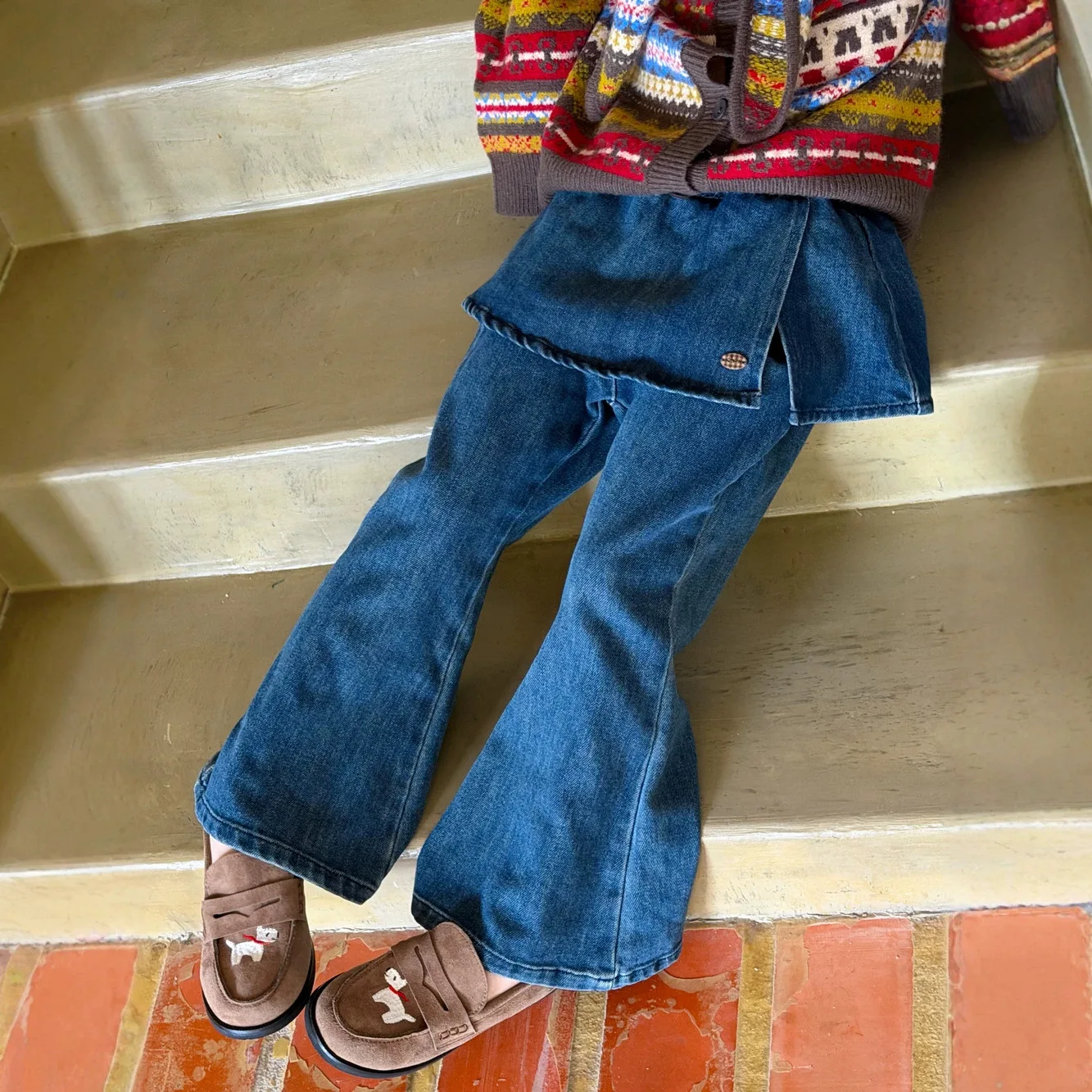 Children's Pants 2026 Autumn Girls' Korean Fart Curtain Denim Pants Children's Casual Versatile Slimming Trumpet Pants