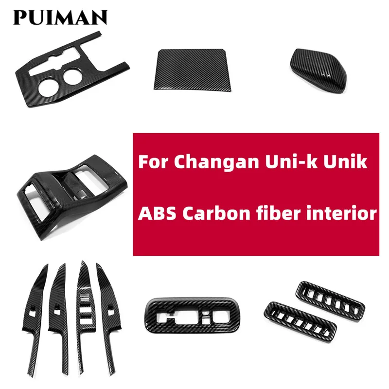 

ABS Carbon For Changan Uni-k Unik 2022 Window lift Central Control Cup Holder Trim Cover Car Interior Charger Socket Accessories