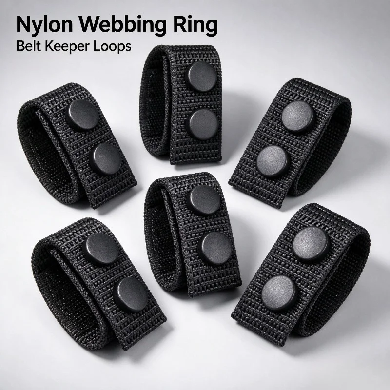 4Pcs Tactical Nylon Belt Loop Retainer Double Snap Fastener Adjustable Webbing Keeper for Outdoor Tactical Belt Backpack Webbing