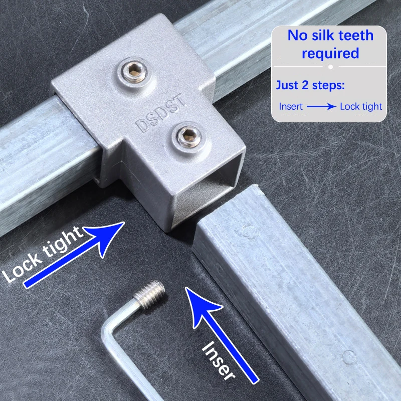 1Pcs Square Tube Connection Piece Aluminum Alloy Elbow Three-way Square Pipe Fixed Joint Storage Rack Rack