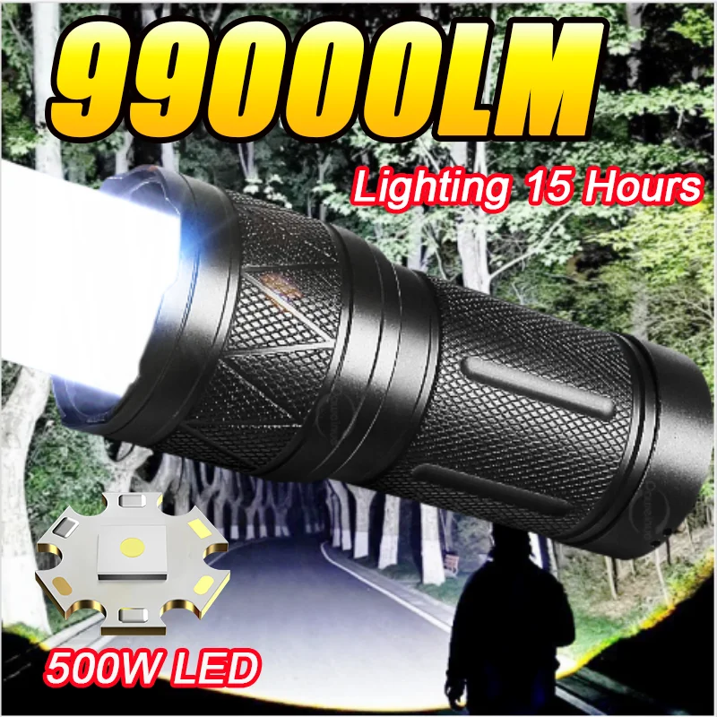 

Super Bright 99000LM High Power LED Flashlights 12000mAh Waterproof Zoom Handlamp Outdoor Tactical Torch Fishing Camping Lantern