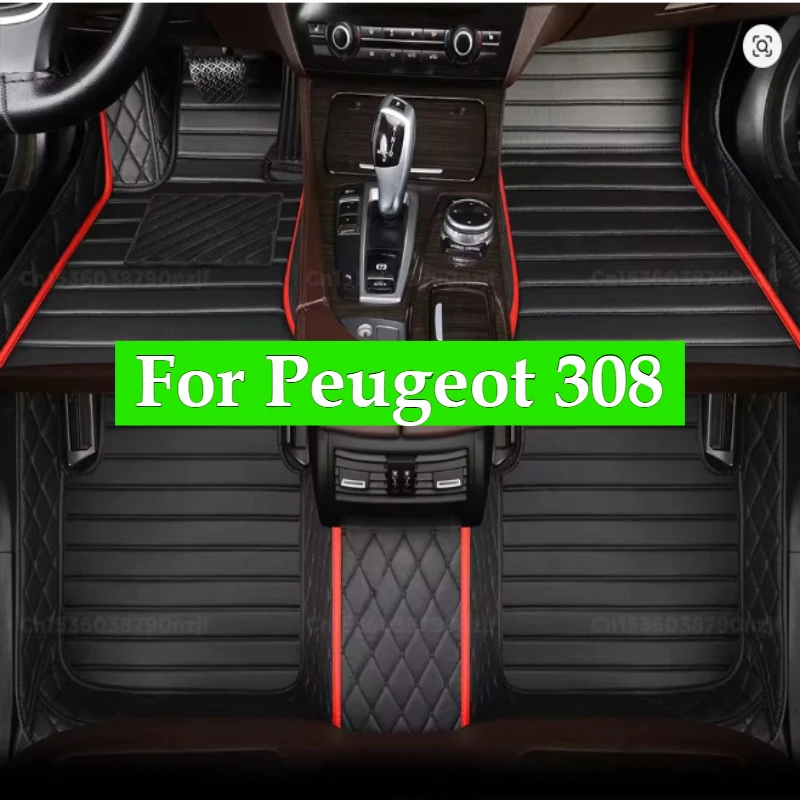 Custom Car Floor Mats For Peugeot 308 2007-2014-2025 Auto DropShipping Center Interior Accessories 100% Leather Carpets Foot