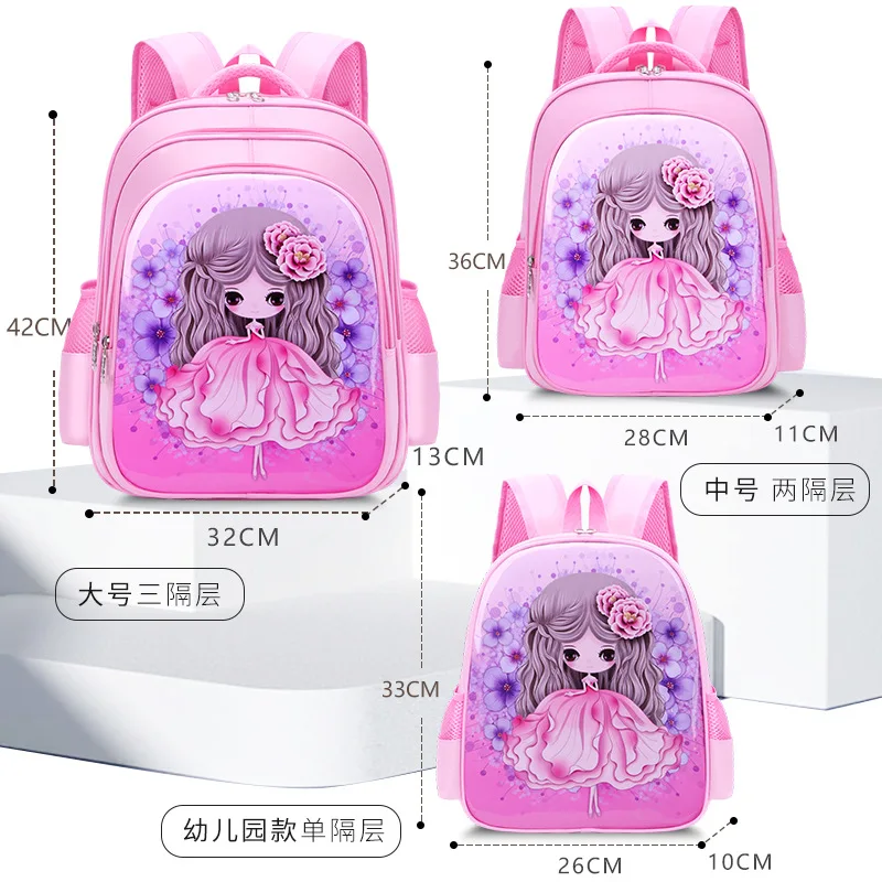 Children School Bags Girls Primary Schoolbag Student Cute Print Waterproof 1-3-6 Grade Backpack Kindergarten Shoulder Bag