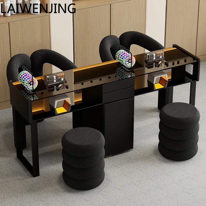 

SGF manicure table all solid wood rock slab table and chair set simple and modern