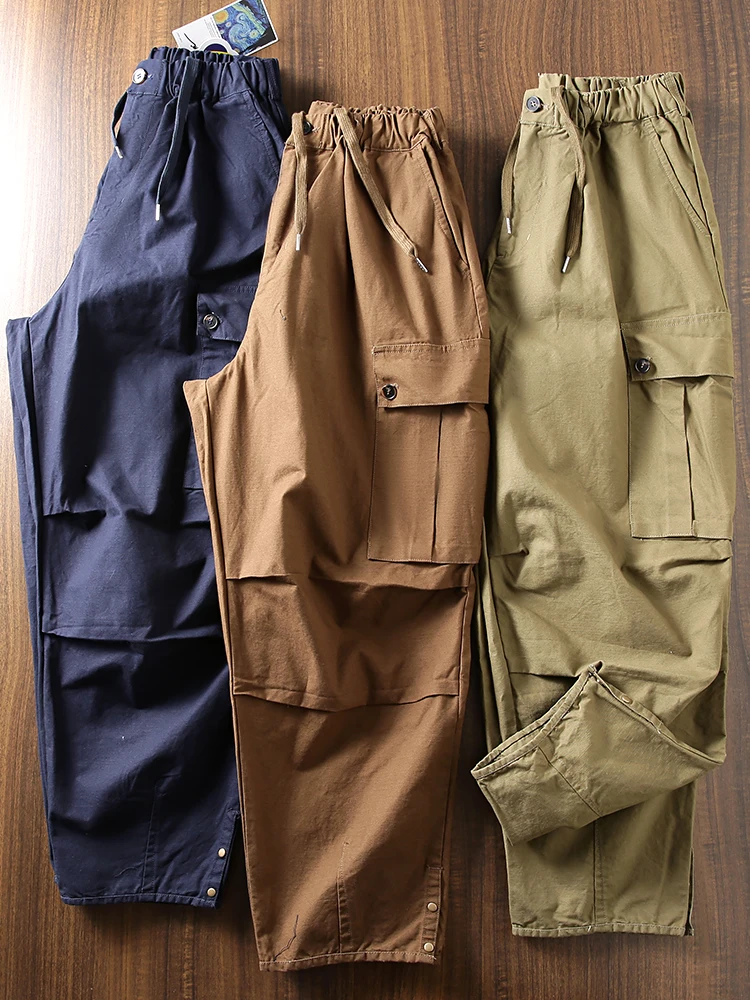 

Мужские рабочие брюки Heavyweight Mountain Wide Leg Tapered Work Pants Ci Boy American Multi ket Loose Straight Cut Casual Trousers