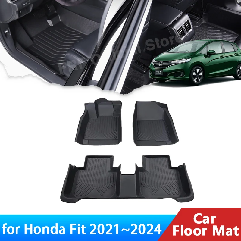 

For Honda Fit Jazz 2021 2022 2023 Hatch GR1 GR3 Accessories TPE LHD Auto Floor Mat Foot Panel Line Carpet Pad Waterproof Parts