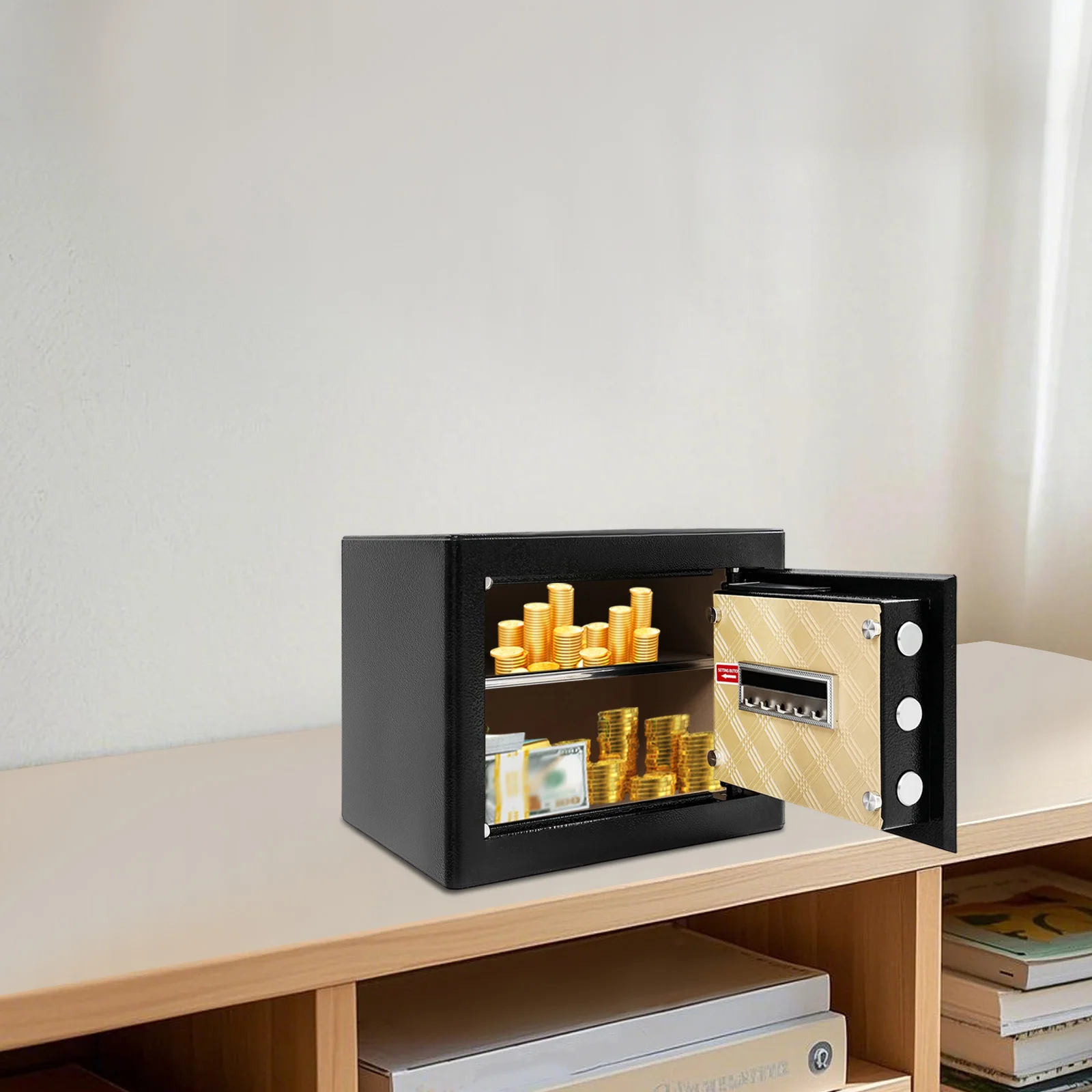 

Черный безопасный сейф для денег, денежных ценностей