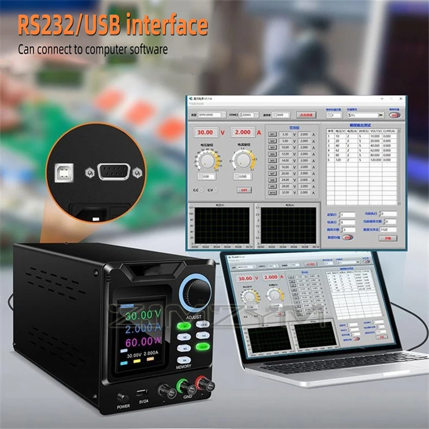 220V 110V Programmable Power Supply 30V5A  Adjustable Lab Bench Power Supply Programmable Memory LOCK C.C C.V RS-232 USB Softwar