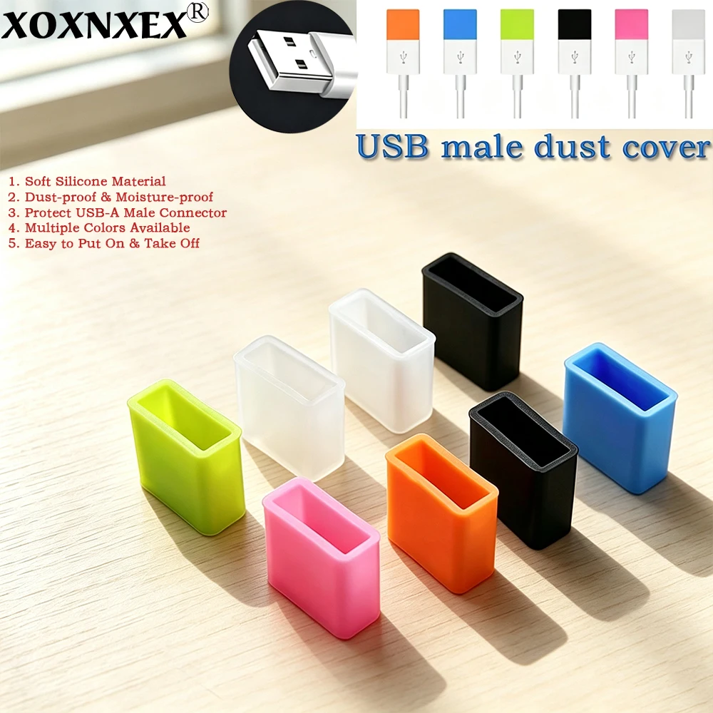 Multi‑Color Silicone USB‑A Male Dust Cap Anti‑Dust Plug Protective Sleeve Cover For Standard USB A Male Connector Data Cable