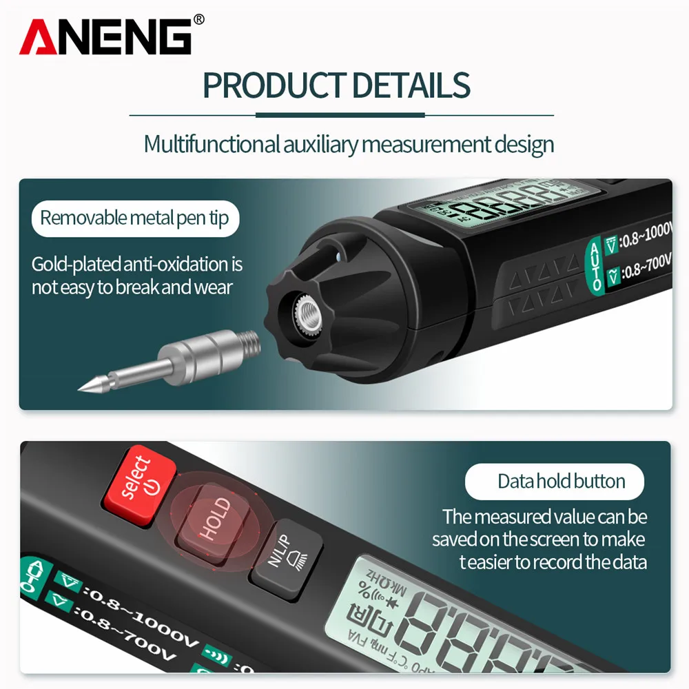 ANENG A3007 6000 Counts Digital Professional Multimeter Pen AC/DC Voltage Meter Zero Fire Detector Capacitance Diode Ohm Tester - Image 5