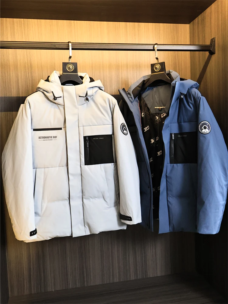 

Утепленная куртка из гусиного пуха для мужчин, зимняя верхняя одежда, защита от холода, 20 ℃ Утепленное пуховое пальто с капюшоном, наполнитель: белый гусиный пух, 90% степень уплотнения