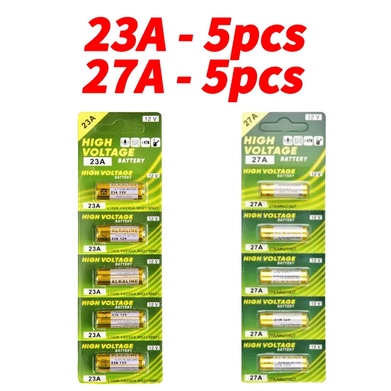 بطارية قلوية 12 فولت 23 أمبير/27 أمبير متعددة الرمز تدوم طويلاً، مجموعة 5-60 قطعة لمصباح ألعاب جرس الباب عن بعد (A23 E23A K23A L1028) #6