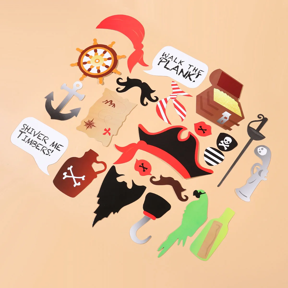 

22pcs Pirate Photo Booth Props Birthday Party Supplies Kids Decorations Fun Accessories Hat Cosplay Photoshoot