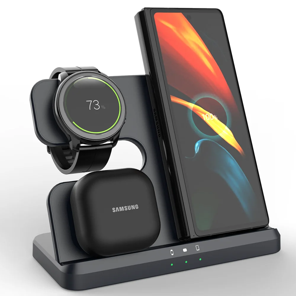 3 in 1 Wireless Charger Stand For Samsung S23 S22 S21 S20 Ultra Note Galaxy Watch 5 4 Active Buds 15W Fast Charging Dock Station