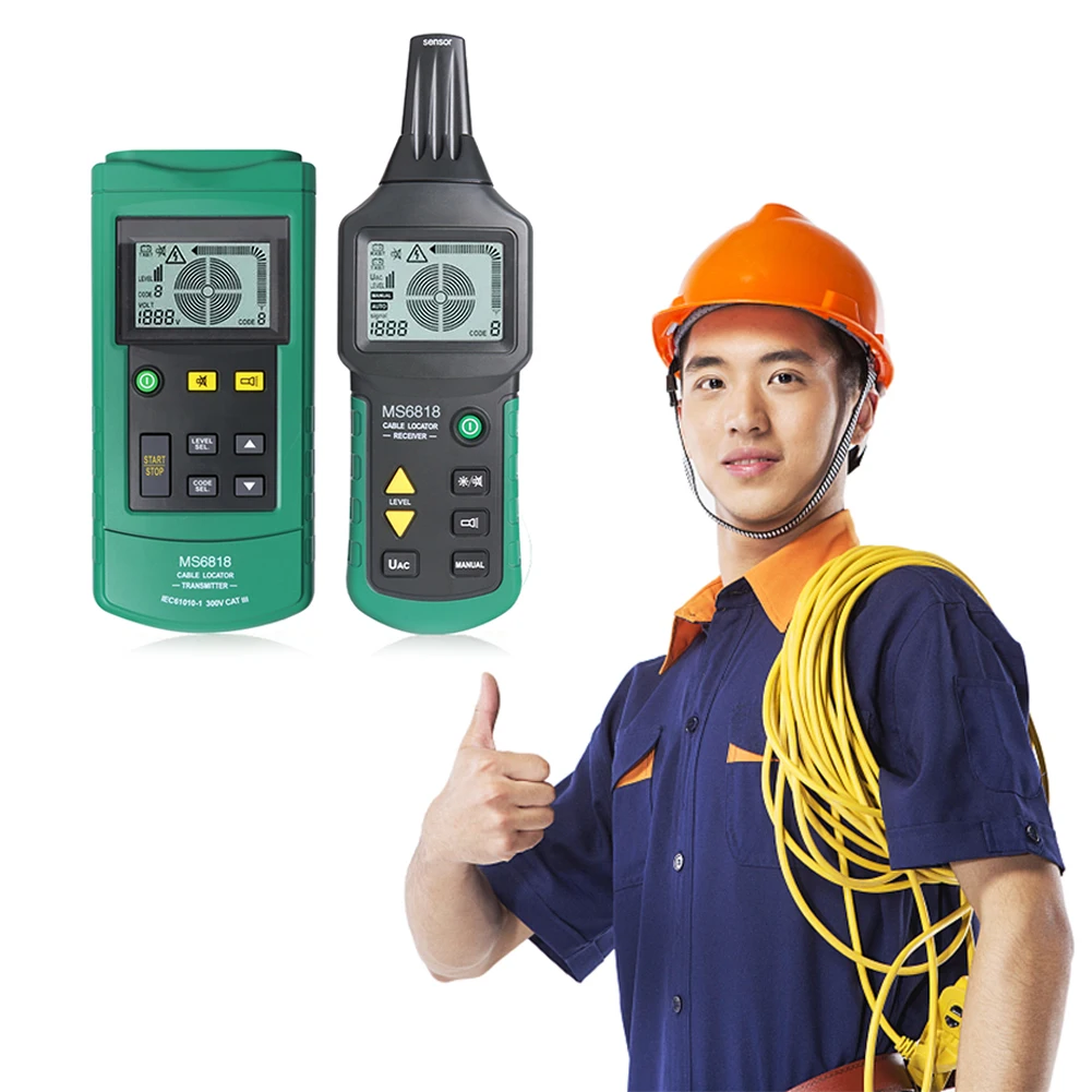 MS6818 Professional LCD Cable Tester Wire Tracker Metal Pipe Locator Detector Line Finder Tracer Checker Voltage 12-400V Diagnos