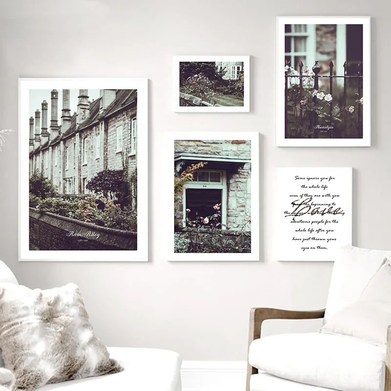 

Retro Building Landscape Flower Canvas Poster Wall Art, Wall Decorative Paintings, Modern Living Room and Room Home Decoration