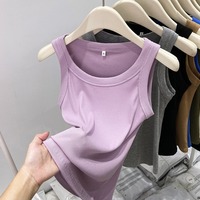 Zjaiss Women Solid Round Neck Ribbed Tank Top Camisole Women 2025 Summer Basic Elastic Tank Top O Neck Solid Tank Top
