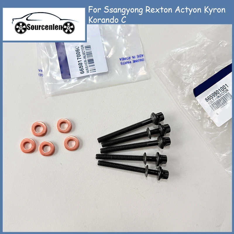 GENUINE FOR SSANGYONG ACTYON SPORTS 100 2.0 L TD FUEL INJECTOR BOLTS + WASHER SET OEM 6650170060 6659901001