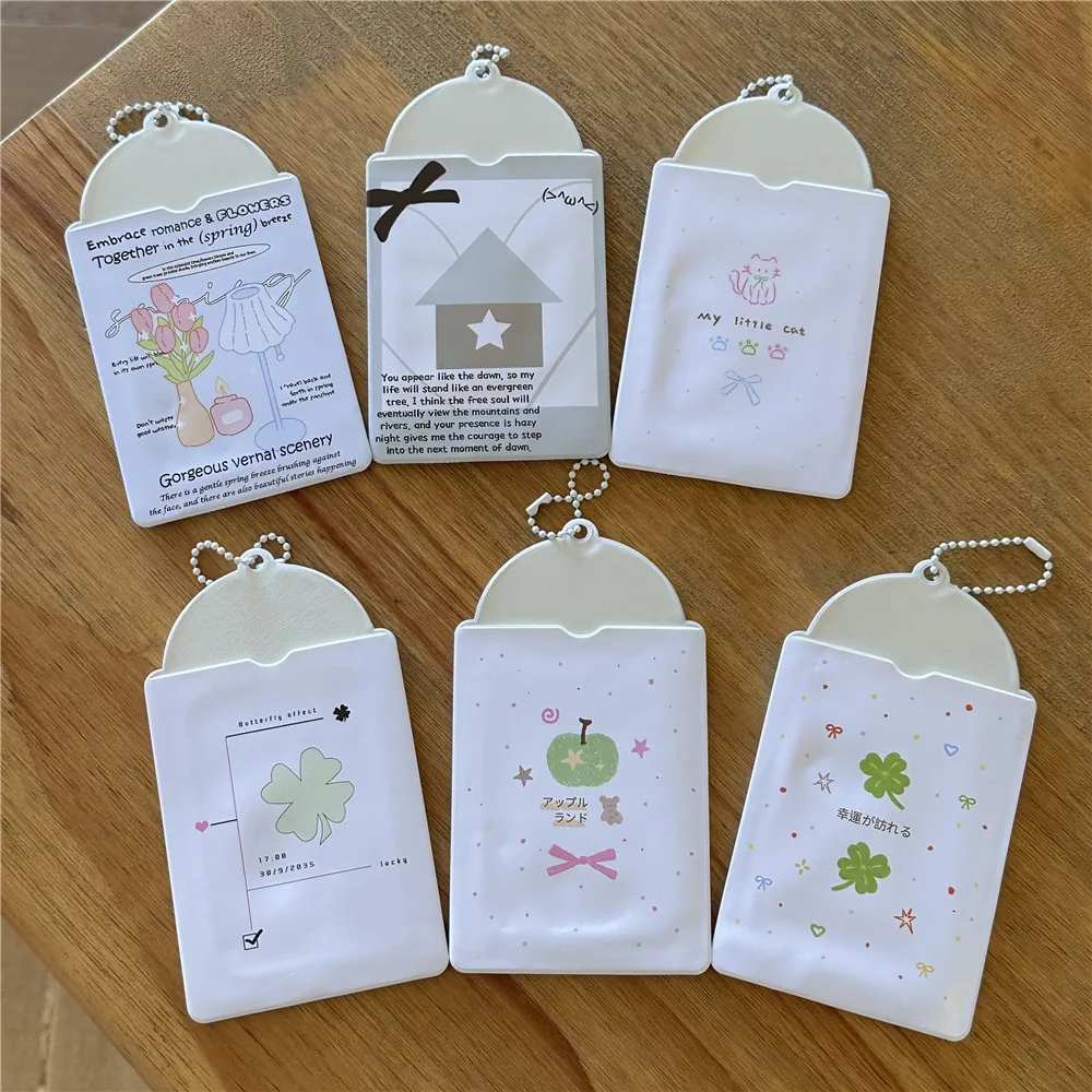 PVC 3 Inch Card Cover Hanging Design, Kawaii Campus Meal ID Card Protector Idol Photocard Display Case