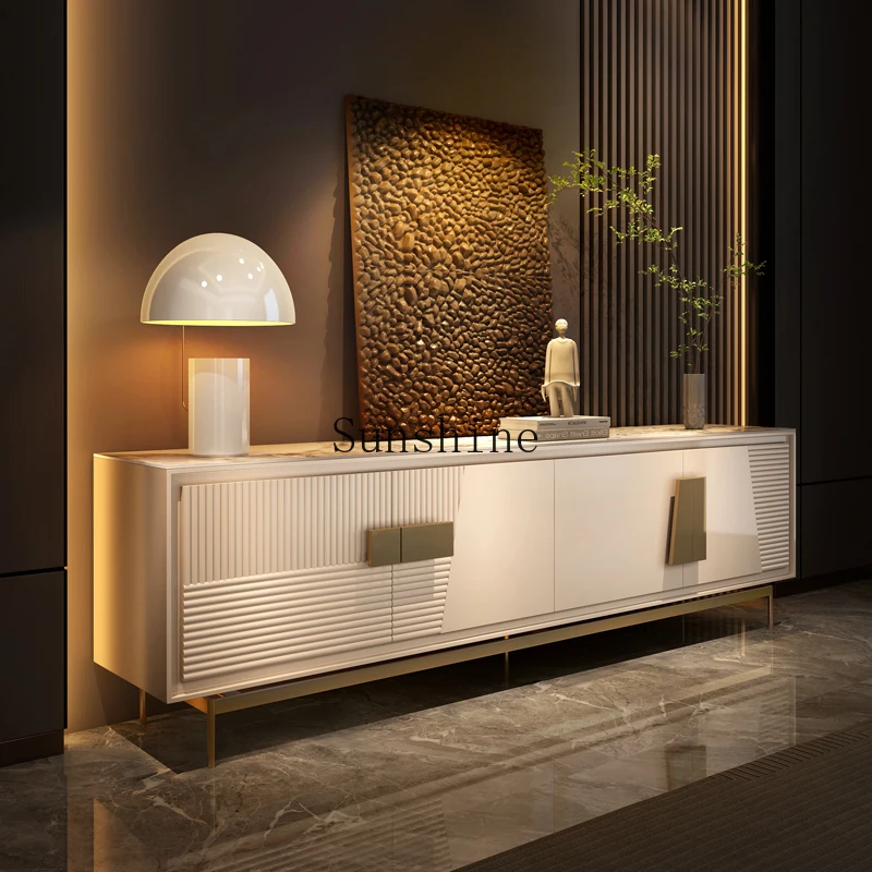 

Italian light luxury modern simple villa living room high-end minimalist rock slab floor cabinet