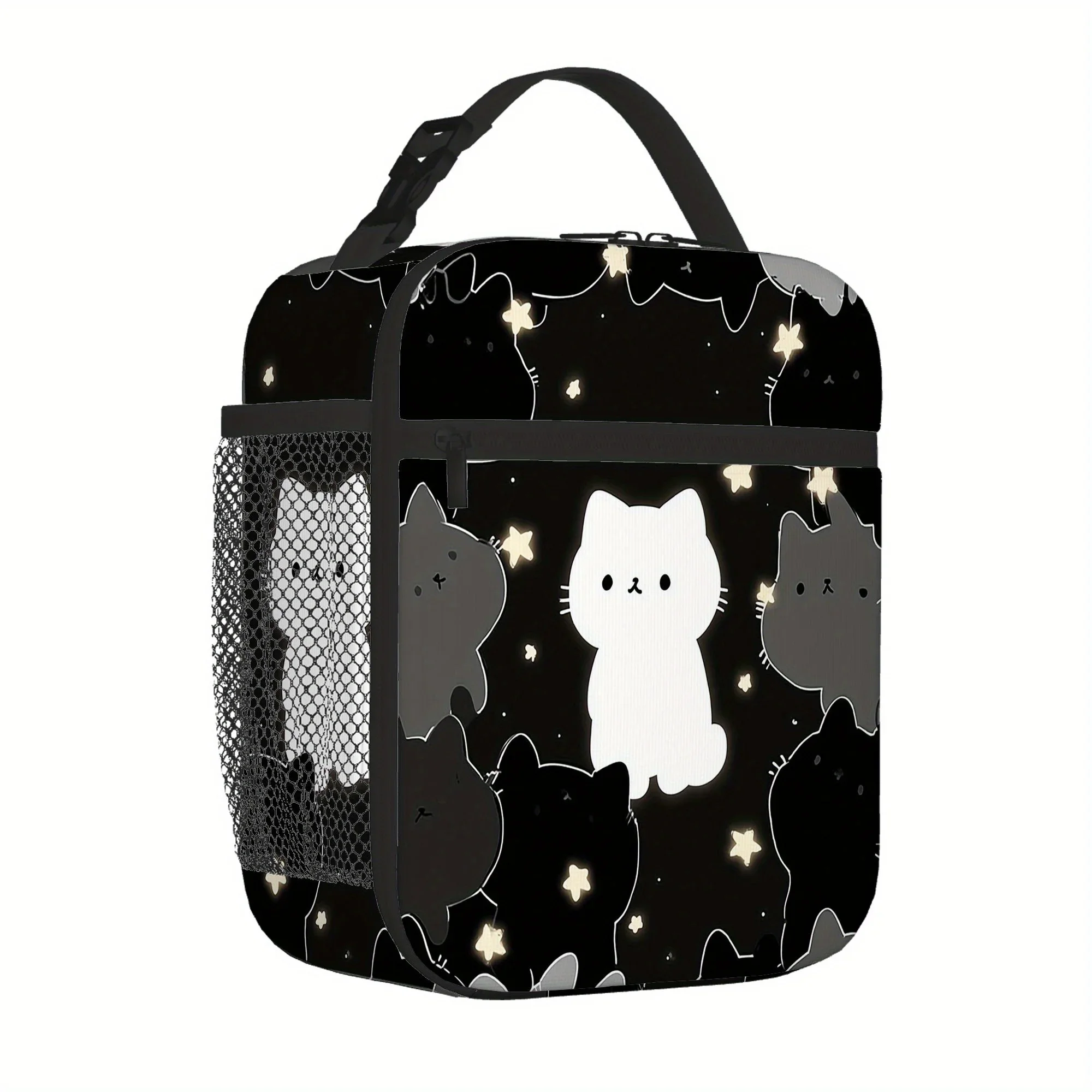 1pc, Adorable Cats Alongside Shining Stars. A Printed Thermal Bag That Is Insulated, Not for Food Contact, Ideal for Home, Resta