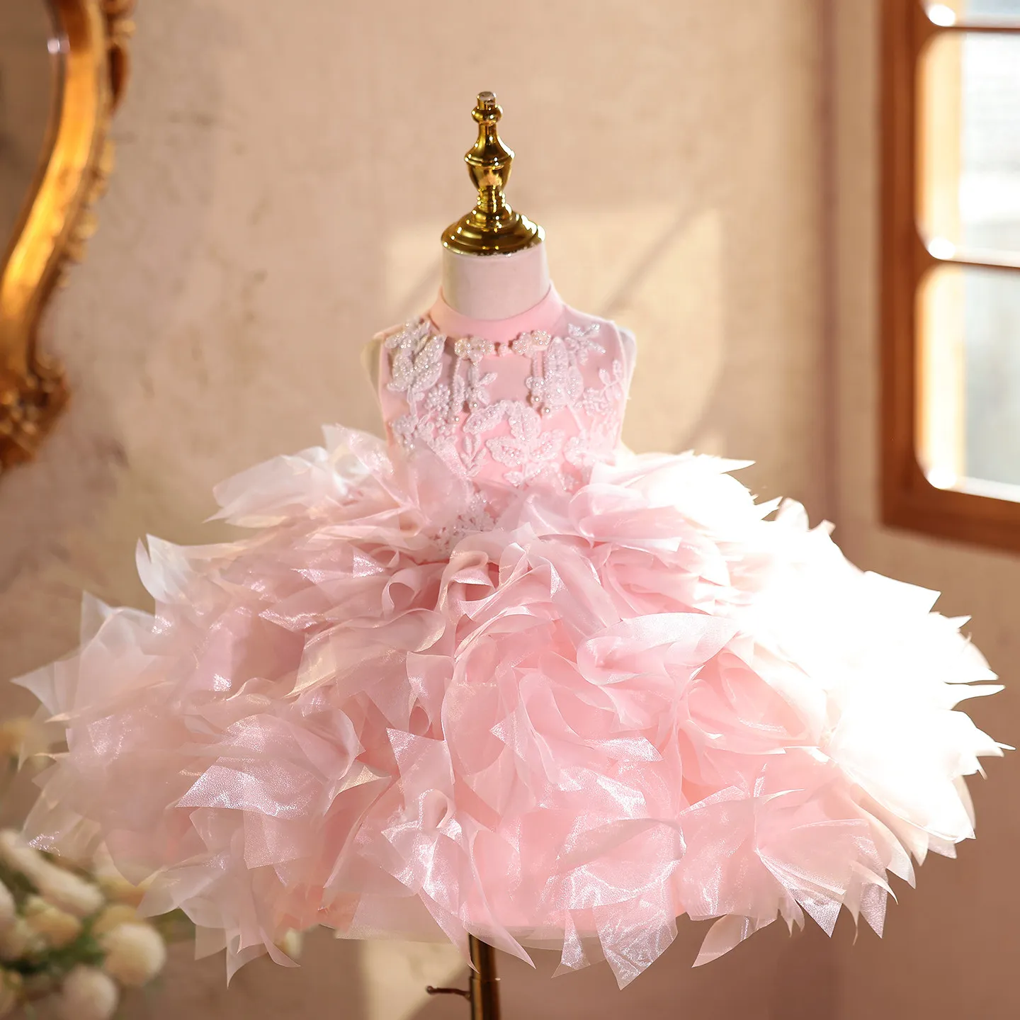 

Light luxury and elegant girls' high-end prom evening dress embroidered flower girl wedding dress wedding dress infant and toddl