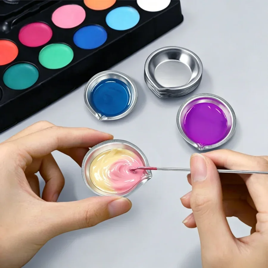 5/10/20Pcs Durable Stainless Steel Paint Palette Set,Round Mixing Trays for Artists - Metal Art Supplies for Home and School Use