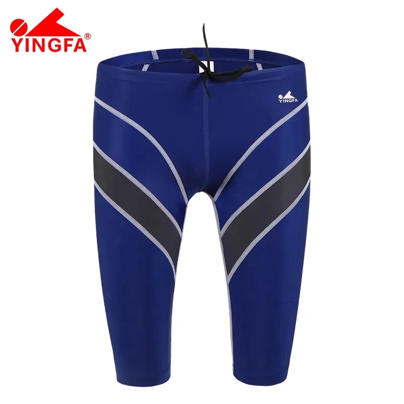 Yingfa FINA Men\'s Professional Racing Swimming Trunks Chlorine Resistant Fabric High Elasticity Knee Length Swimming Jammer