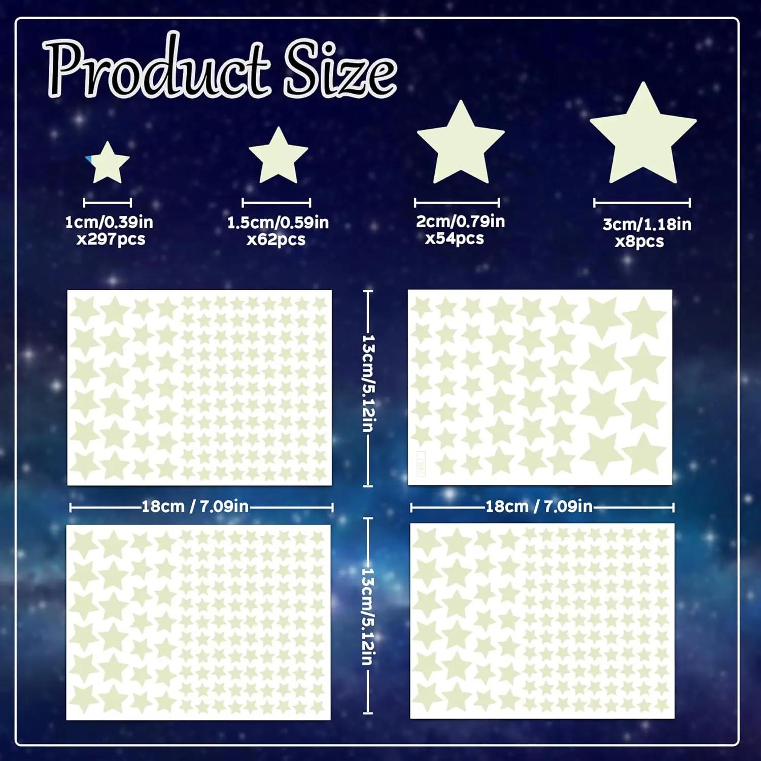 4 Blatt im Dunkeln leuchtende Sterne, Deckensticker, leuchtende Sterne im Dunkeln, Weltraum, Planeten, Universum, Galaxie, Wandaufkleber, im Dunkeln leuchtende Wandsticker – Detail 3