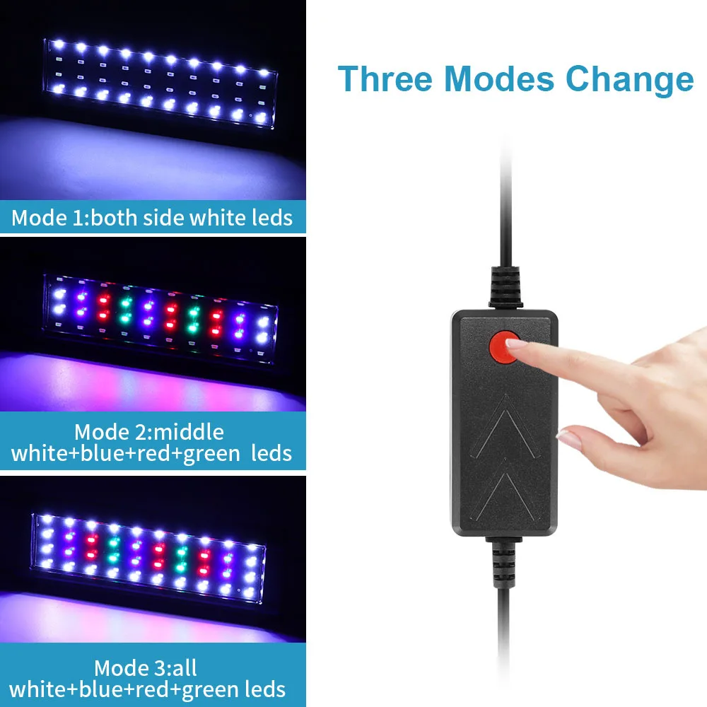 Akwarium LED Light Super Slim Fish Tank Aquatic Plant Grow Lighting Wodoodporna jasna lampa z klipsem RGB LED 31-120 cm do akwarium — zdjęcie 3