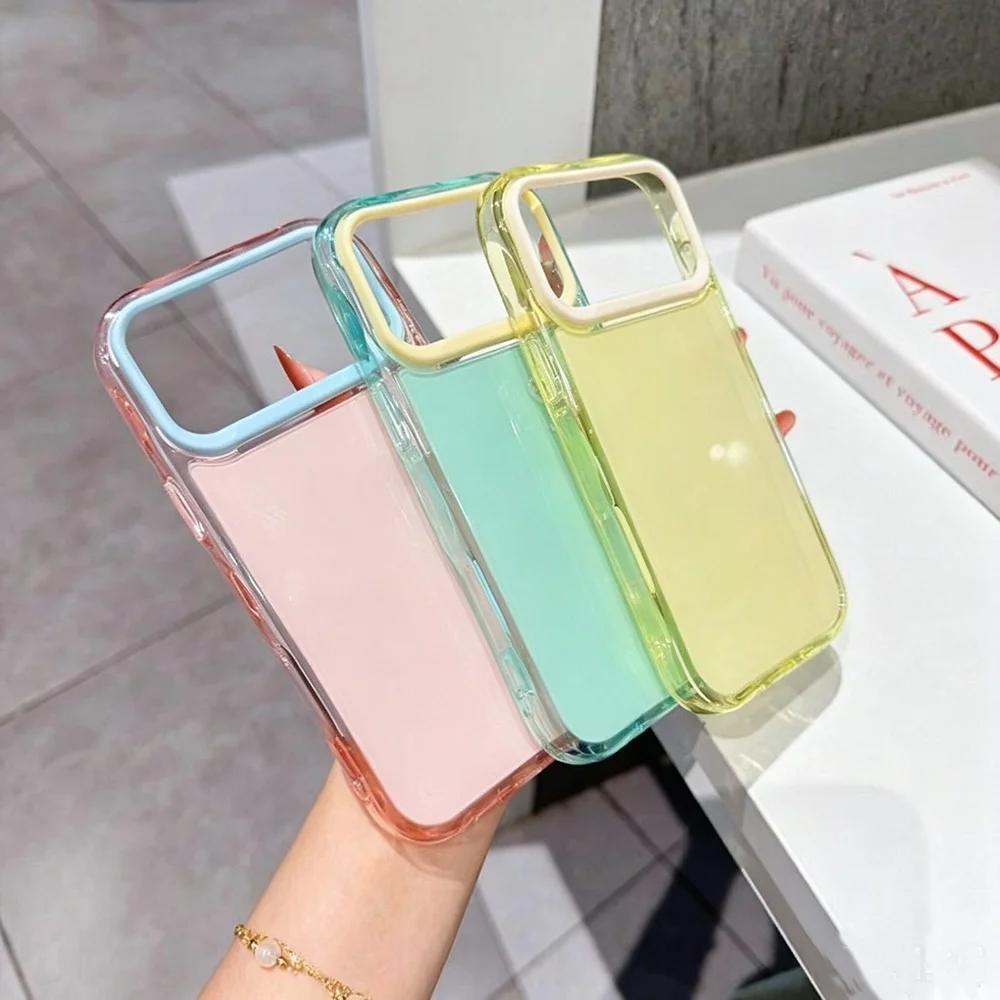 17 Pro Max Case Jelly Color Cover For iPhone Air Clear Frame Hard Back Shockproof Phone Capa Coque Funda view 3