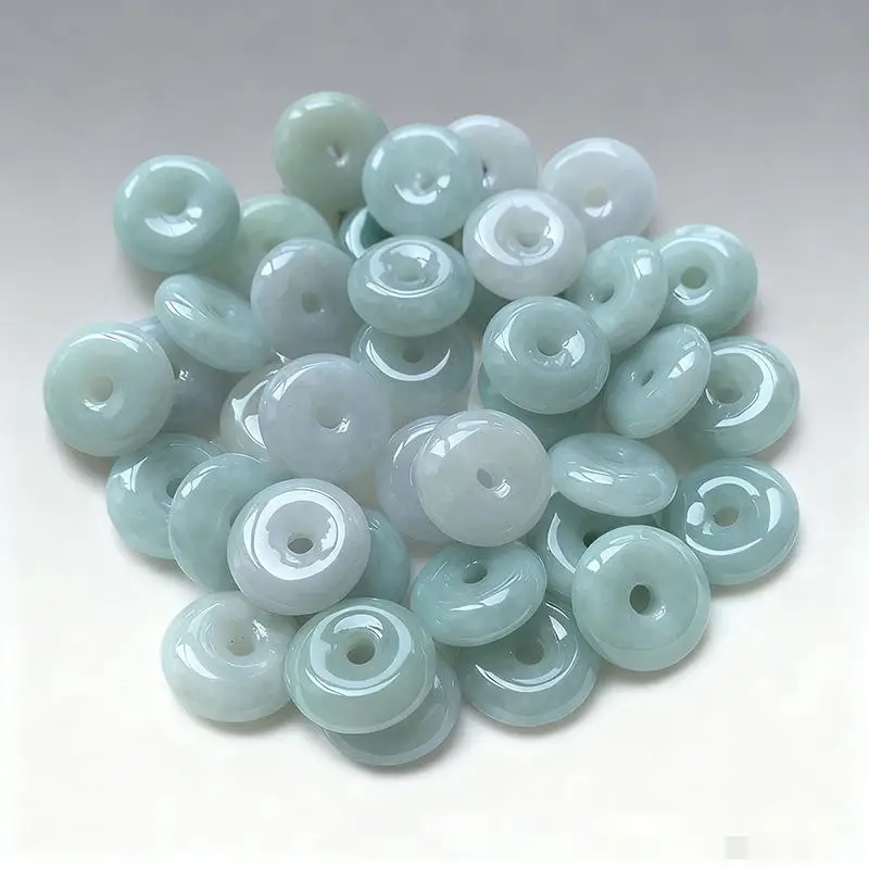 15mm Natural Myanmar Jadeite Grade A Burma Jade Donut Beads For Jewelry Making Diy Bracelet Beaded Necklace Charms Accessories